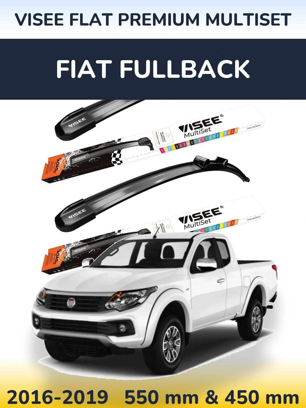 Torkarblad VISEE FLAT PREMIUM MultiSet för Fiat Fullback