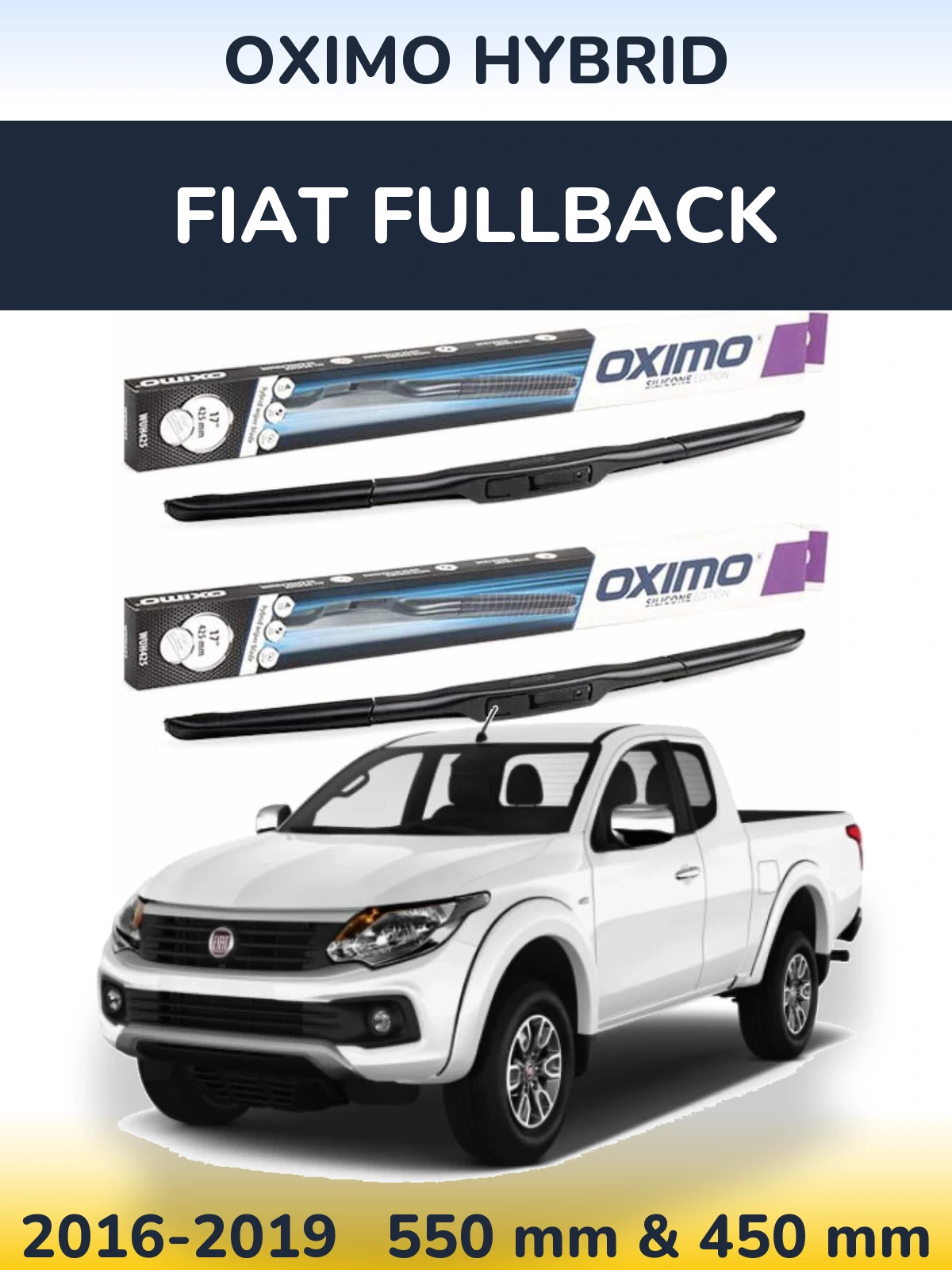 Комплект передніх щіток Oximo Hybrid 550 & 450 мм для Fiat Fullback 2016-2019