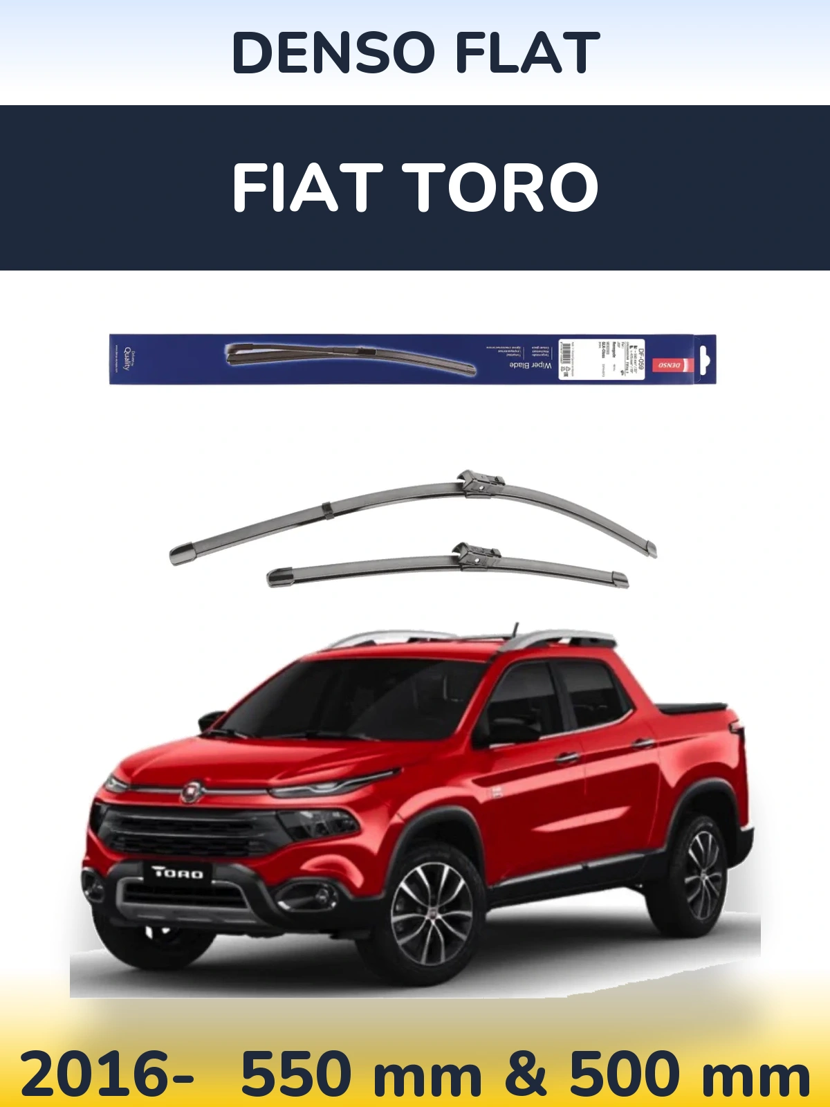 Front wiper blade set Denso Flat 550 & 475 mm for Fiat Toro 2016-2026