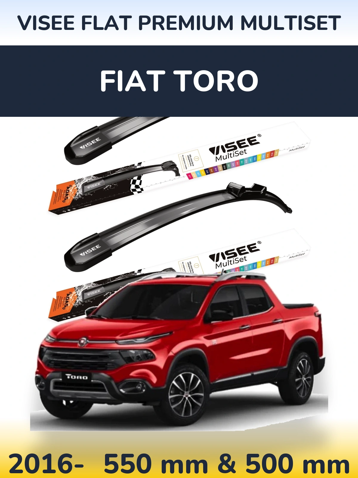 Torkarblad VISEE FLAT PREMIUM MultiSet för Fiat Toro