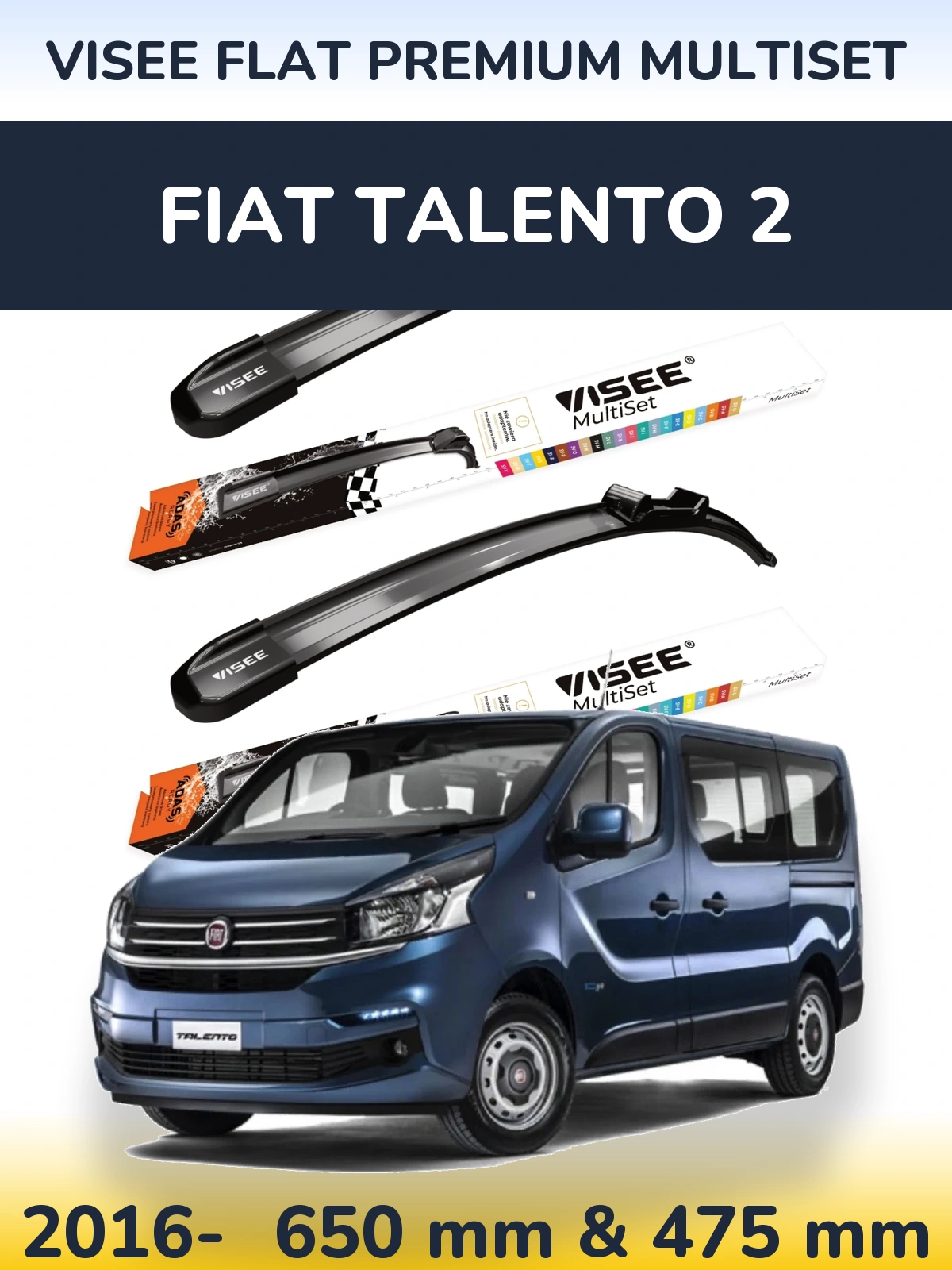 Torkarblad VISEE FLAT PREMIUM MultiSet för Fiat Talento 2