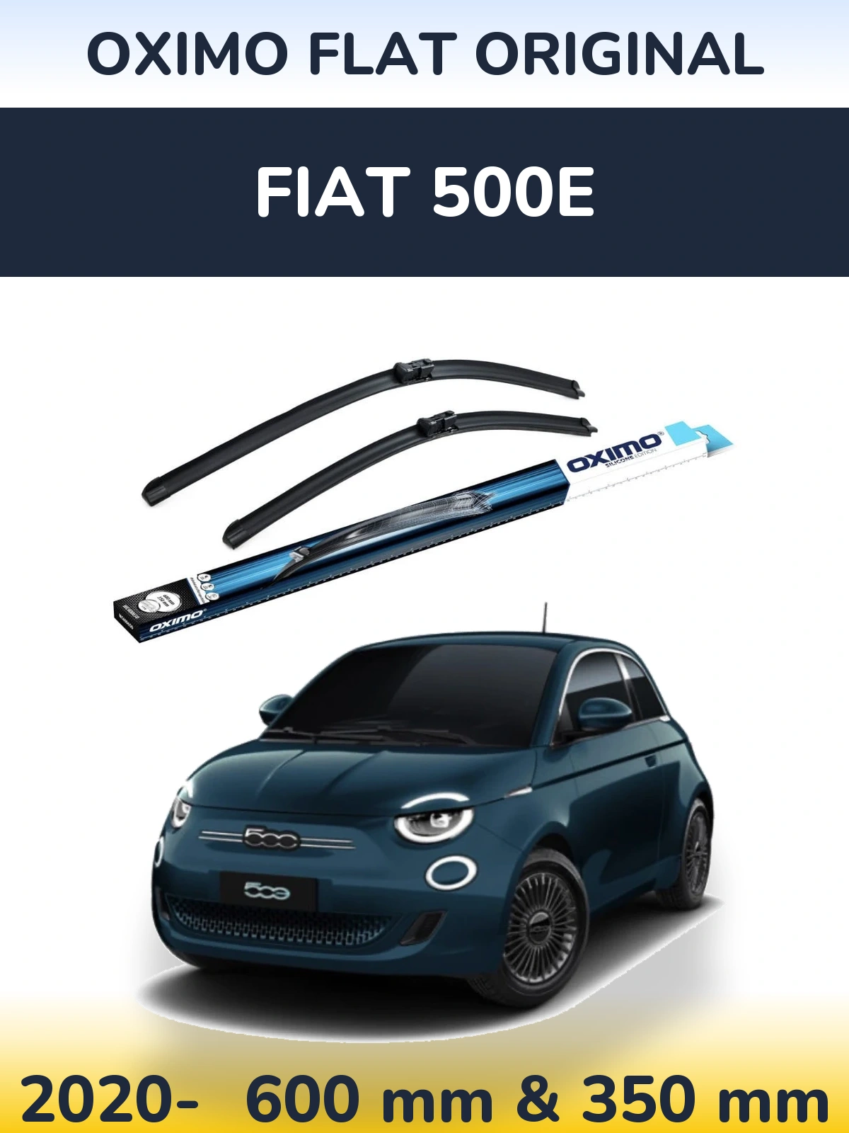 Комплект передних дворников Oximo Flat Original 600 & 350 мм для Fiat 500e 2020-2026