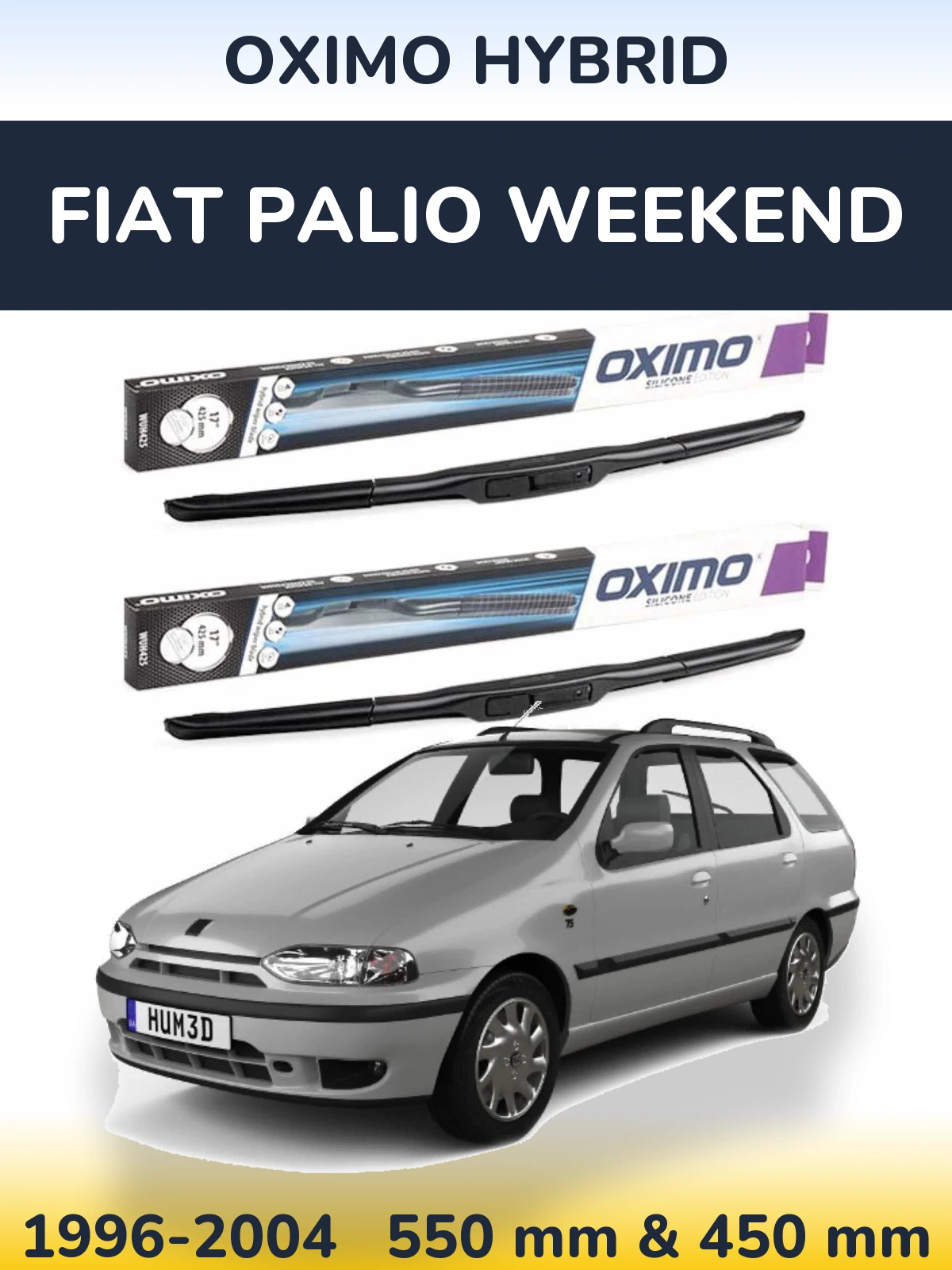 Комплект передних дворников Oximo Hybrid 550 & 450 мм для Fiat Palio Weekend 1996-2004