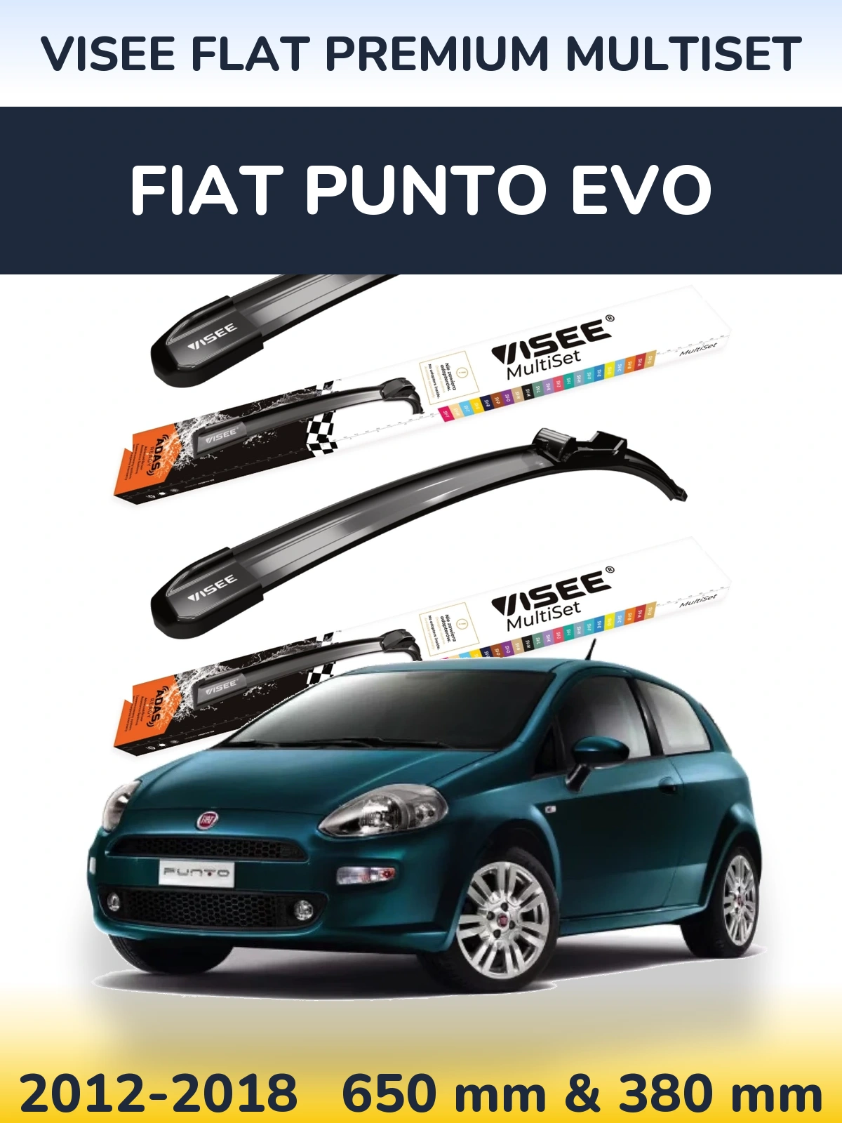 Torkarblad VISEE FLAT PREMIUM MultiSet för Fiat Punto Evo