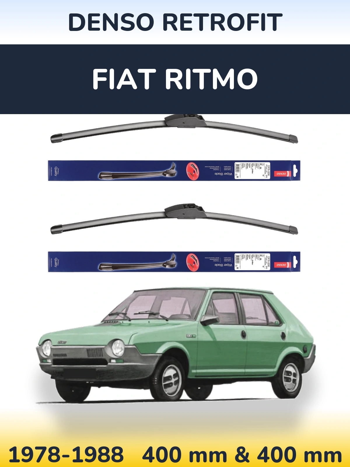 Комплект передніх щіток Denso Retrofit 400 & 400 мм для Fiat Ritmo 1978-1988