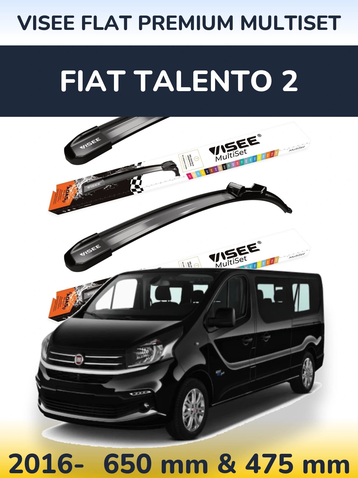 Torkarblad VISEE FLAT PREMIUM MultiSet för Fiat Talento 2