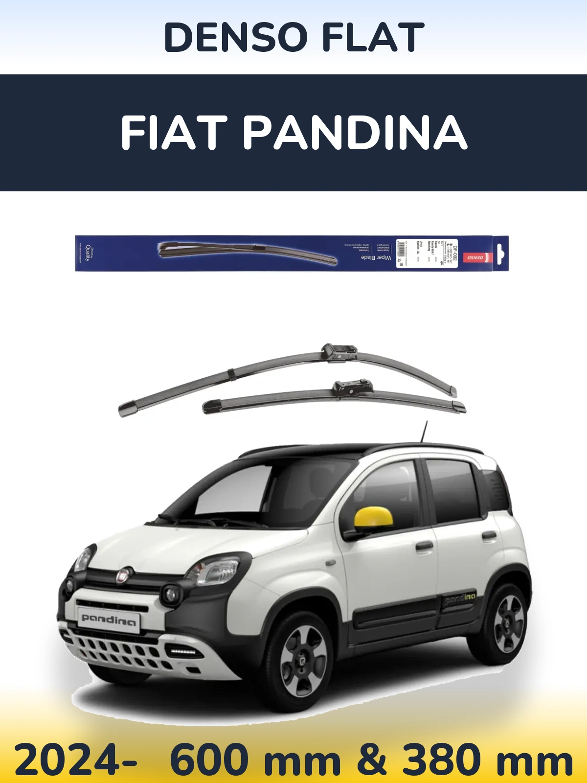 Комплект передніх щіток Denso Flat 600 & 380 мм для Fiat Pandina 2024-2026