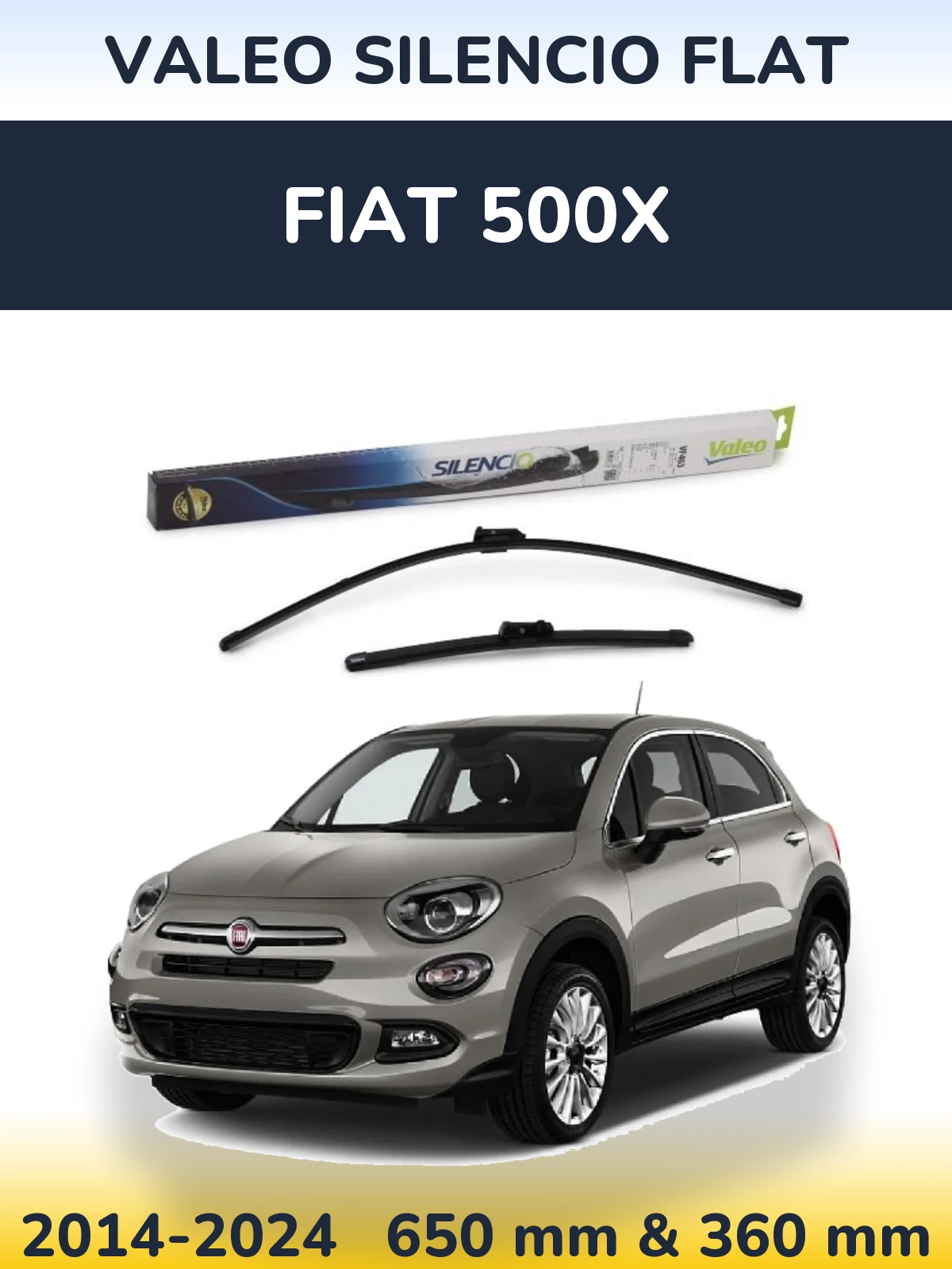 Комплект передних дворников Valeo Silencio Flat 650 & 350 мм для Fiat 500X 2014-2024