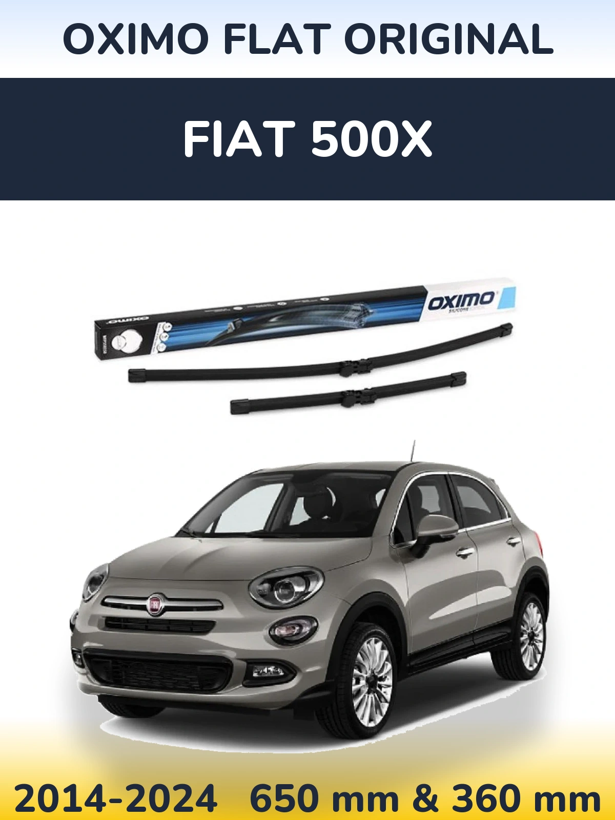 Комплект передніх щіток Oximo Flat Original 650 & 350 мм для Fiat 500X 2014-2024