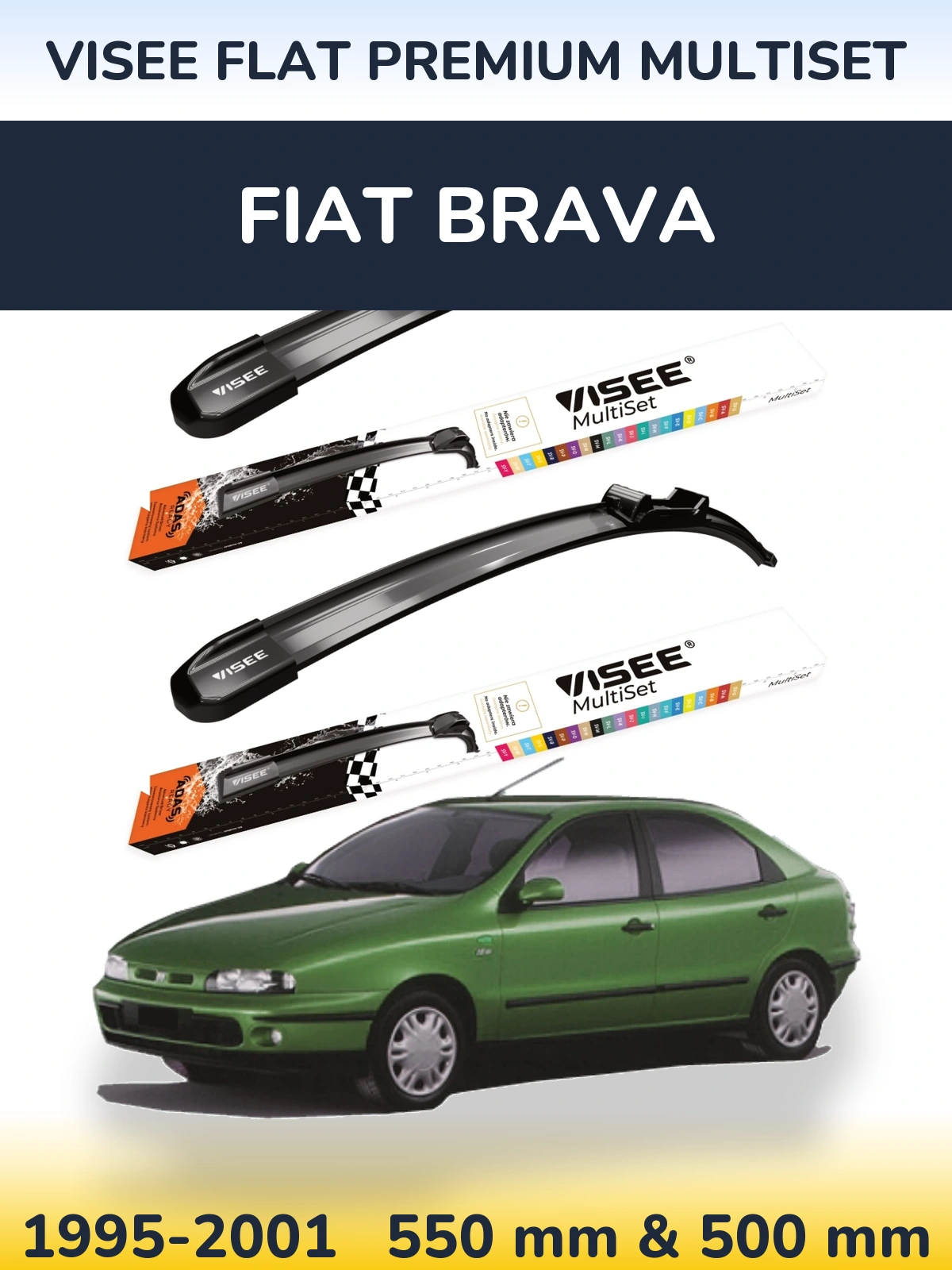 Torkarblad VISEE FLAT PREMIUM MultiSet för Fiat Brava