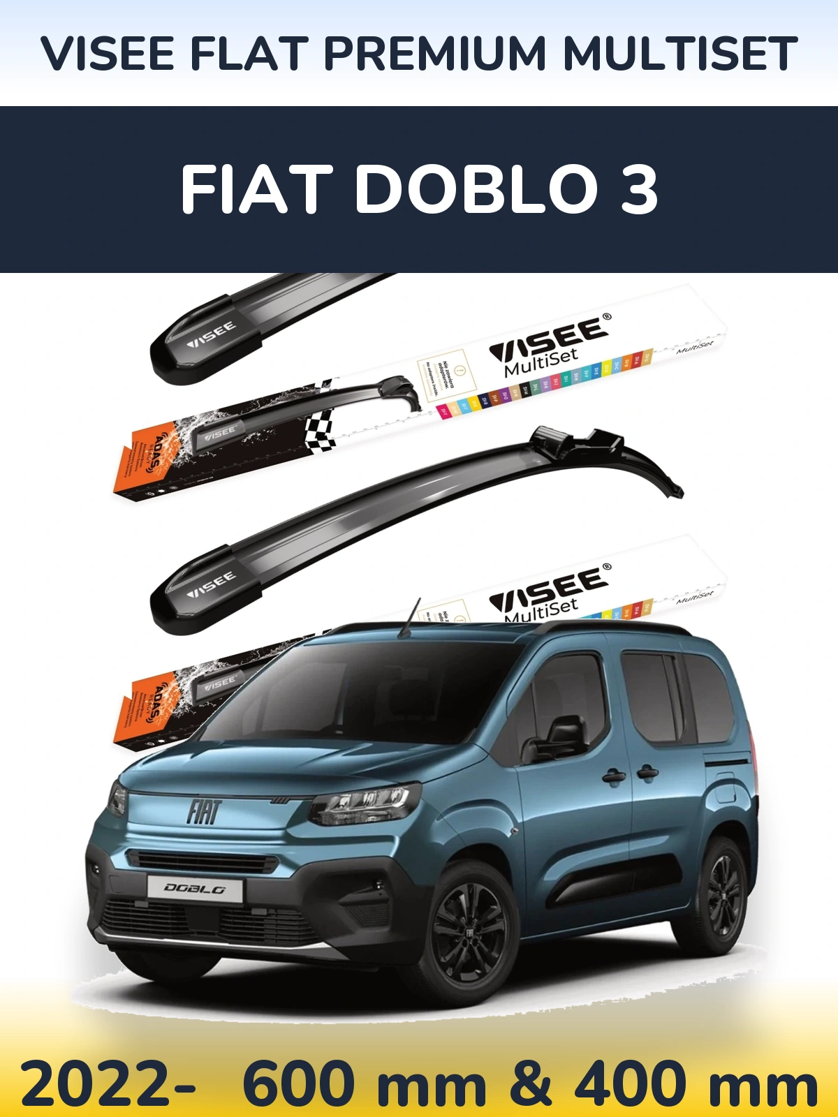 Torkarblad VISEE FLAT PREMIUM MultiSet för Fiat Doblo 3