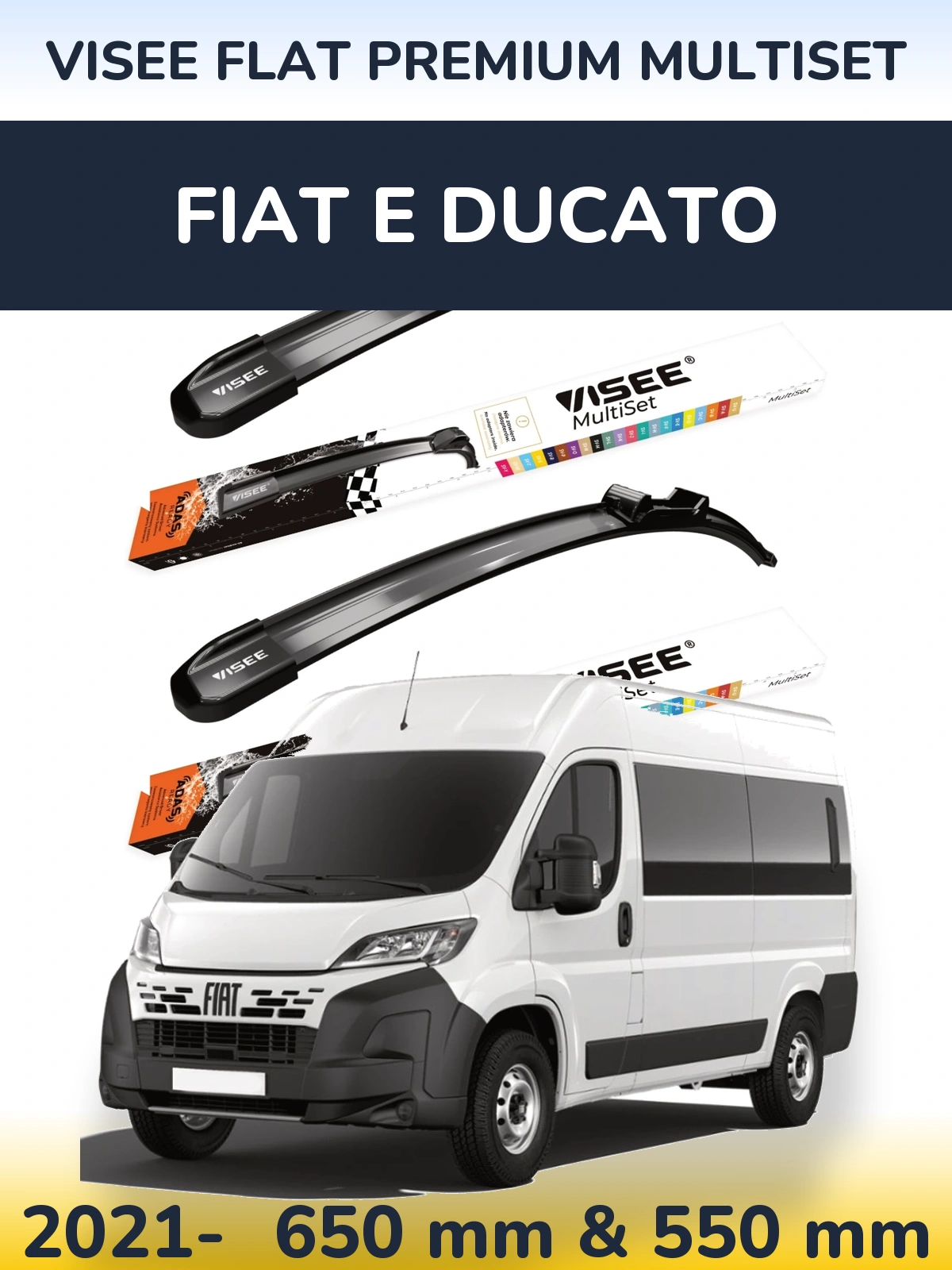 Torkarblad VISEE FLAT PREMIUM MultiSet för Fiat E Ducato
