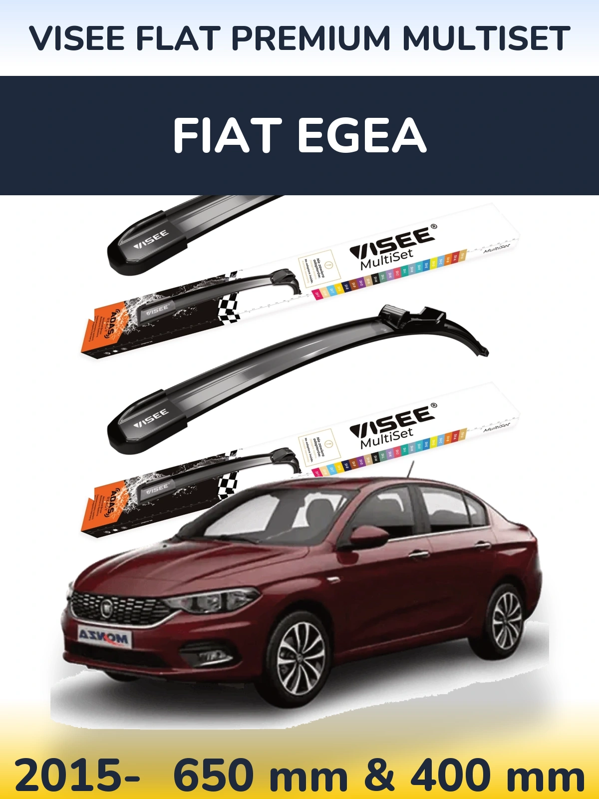 Torkarblad VISEE FLAT PREMIUM MultiSet för Fiat Egea