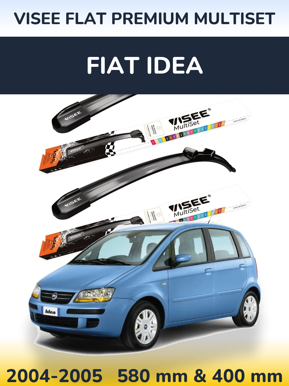 Torkarblad VISEE FLAT PREMIUM MultiSet för Fiat Idea