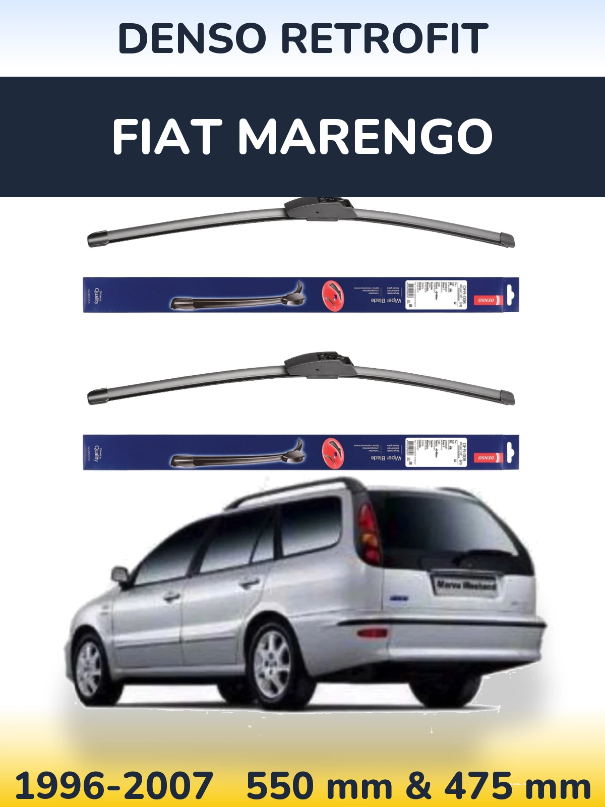 Комплект передніх щіток Denso Retrofit 550 & 475 мм для Fiat Marengo 1996-2007