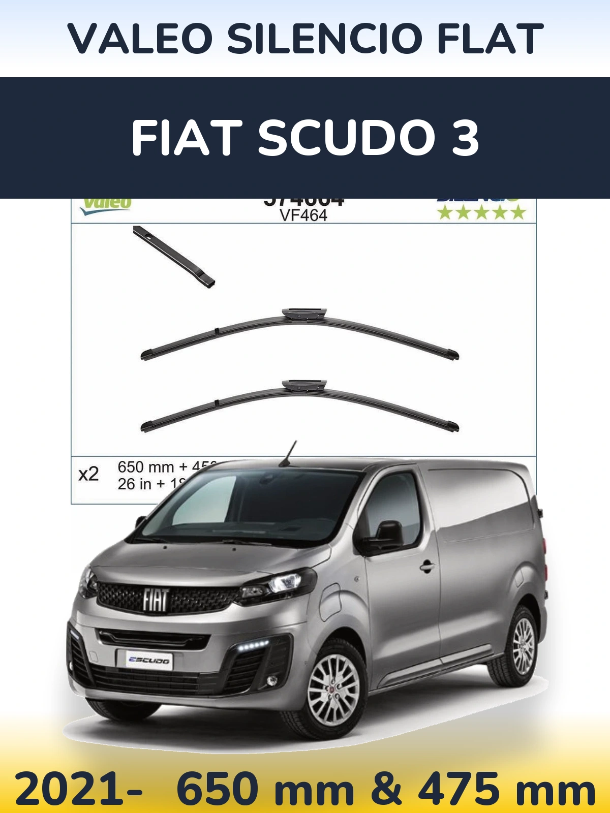 Torkarblad Valeo Silencio Flat för Fiat Scudo 3
