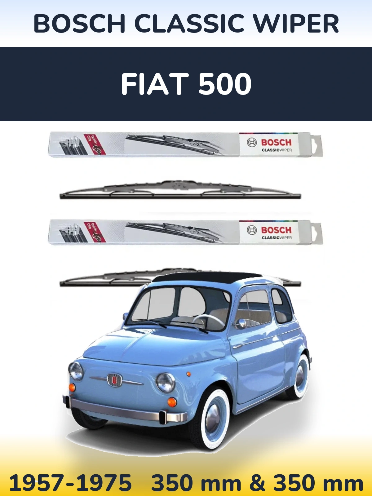 Комплект передніх щіток BOSCH Classic Wiper 340 & 340 мм для Fiat 500 1957-1975