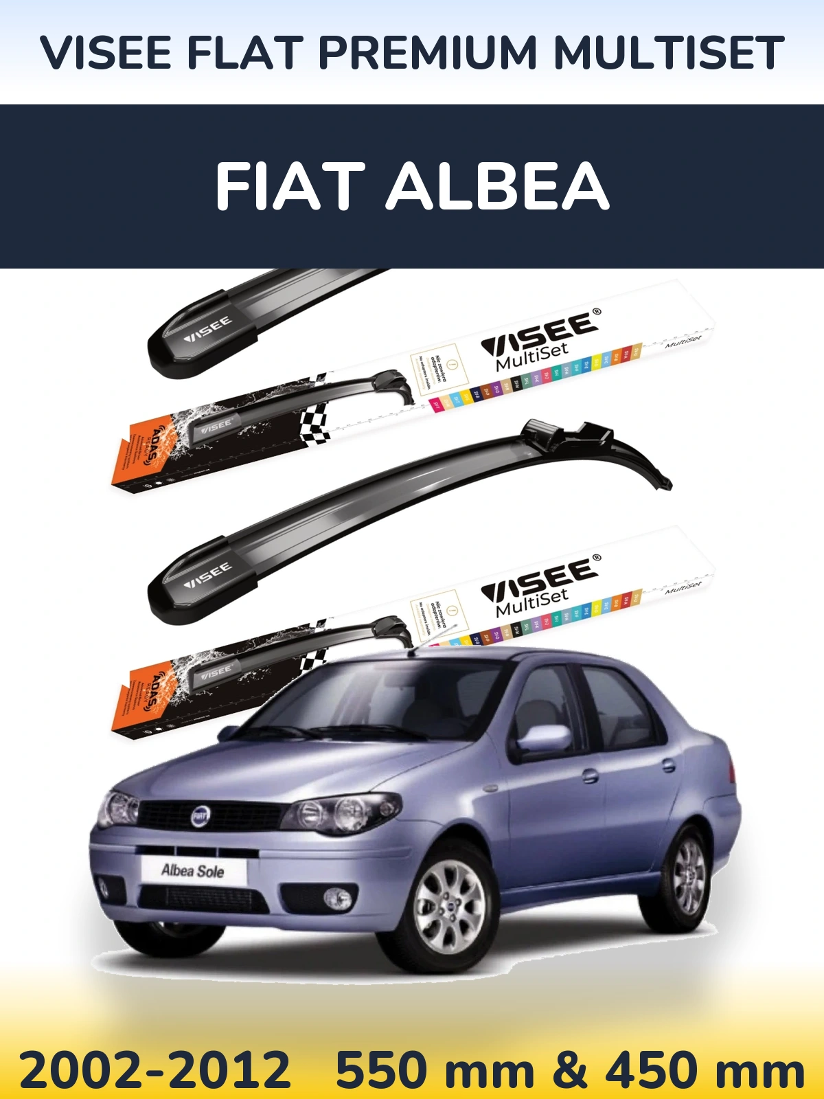 Torkarblad VISEE FLAT PREMIUM MultiSet för Fiat Albea