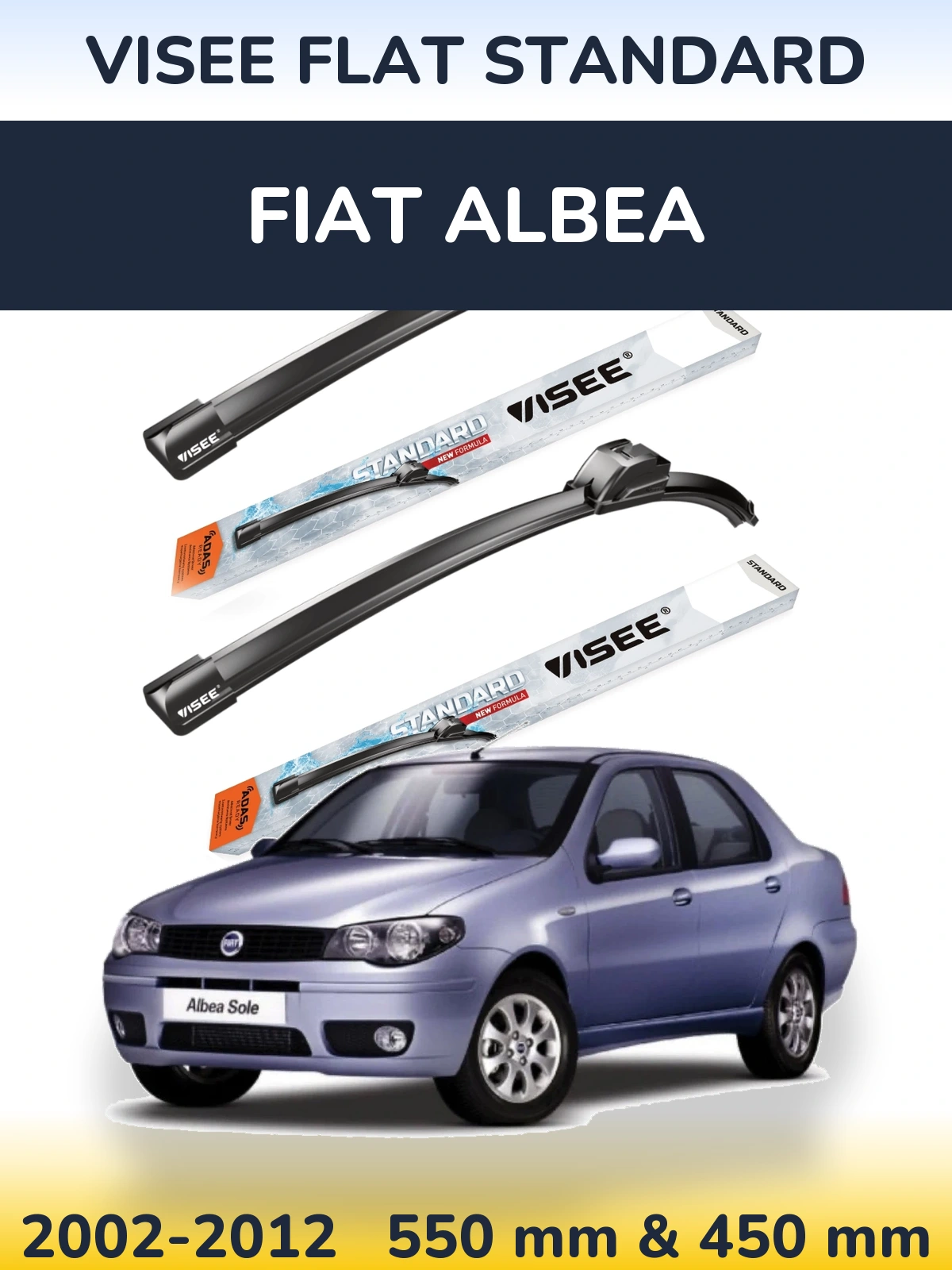 Torkarblad VISEE FLAT STANDARD för Fiat Albea
