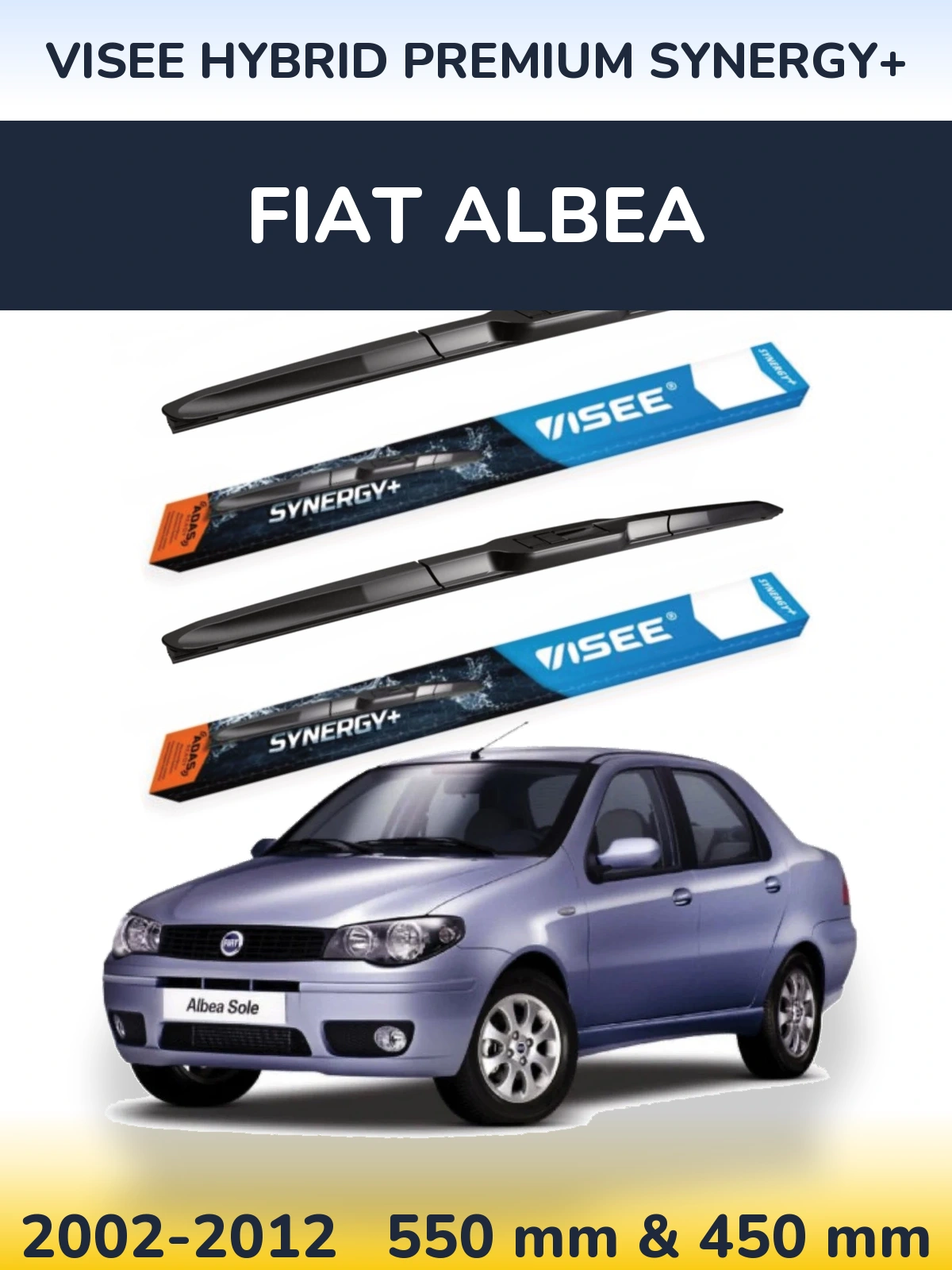 Torkarblad VISEE HYBRID PREMIUM SYNERGY+ för Fiat Albea