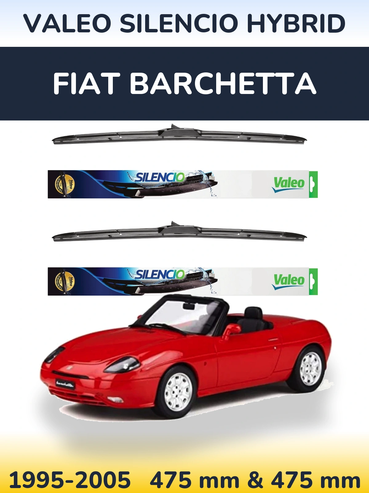 Torkarblad Valeo Silencio Hybrid för Fiat Barchetta