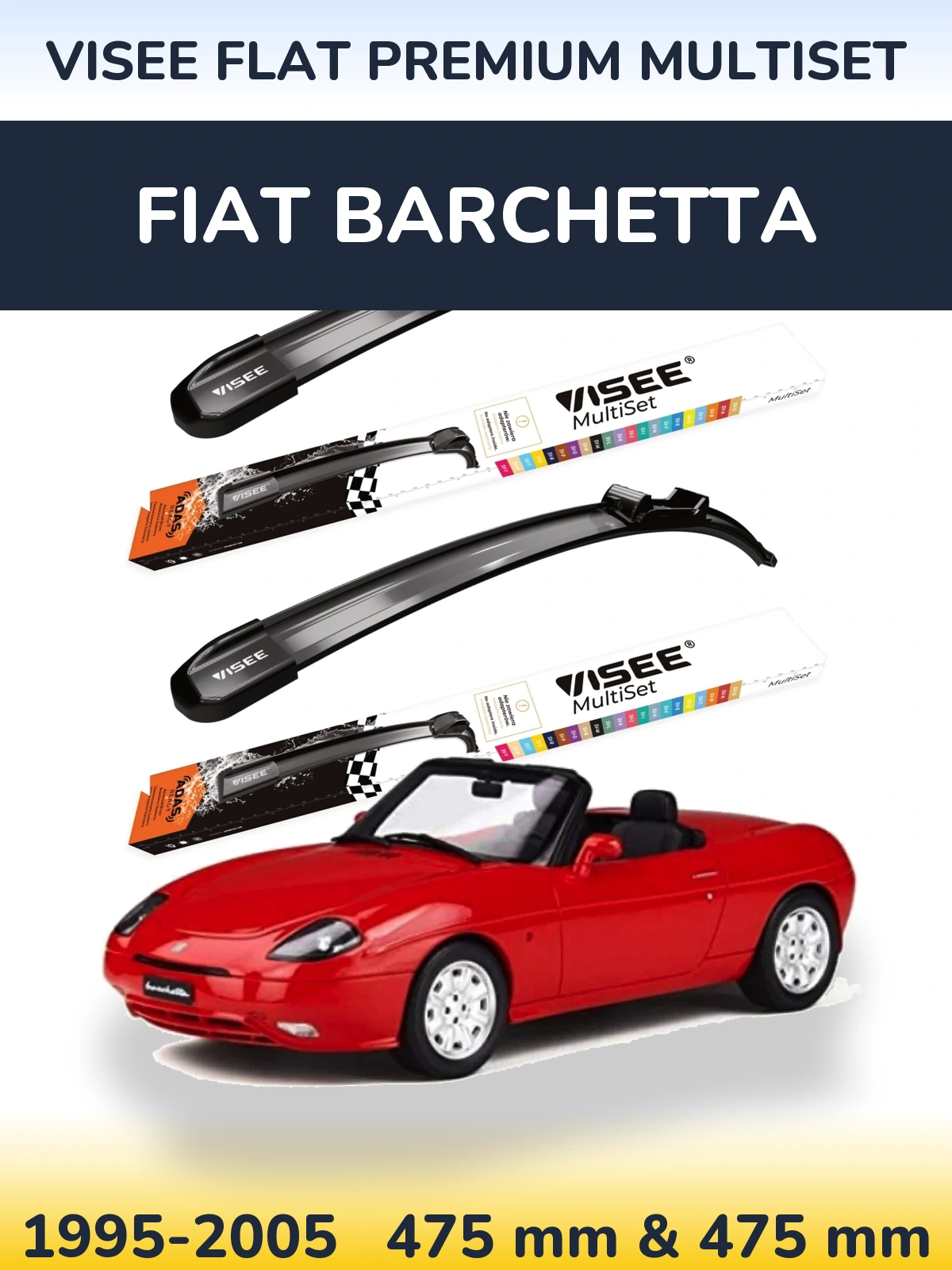 Torkarblad VISEE FLAT PREMIUM MultiSet för Fiat Barchetta