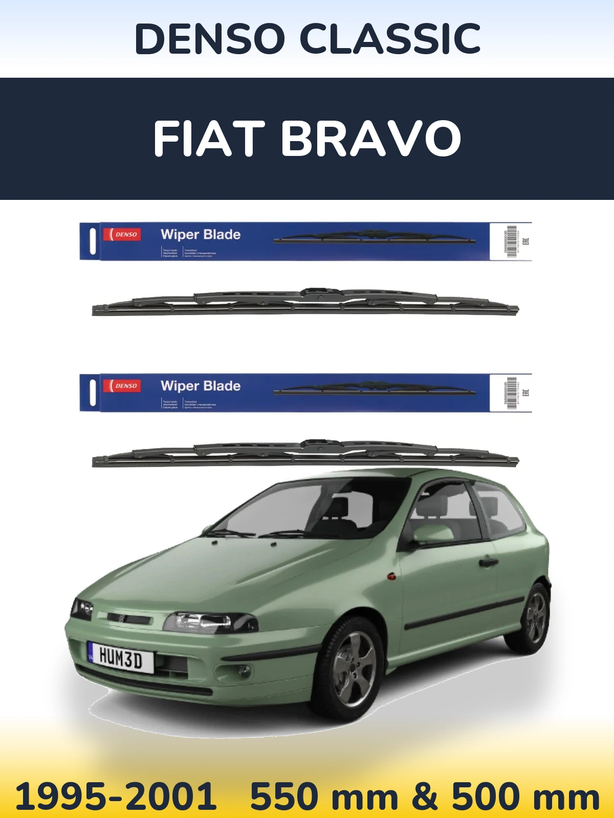 Комплект передніх щіток Denso Classic 550 & 500 мм для Fiat Bravo 1995-2001