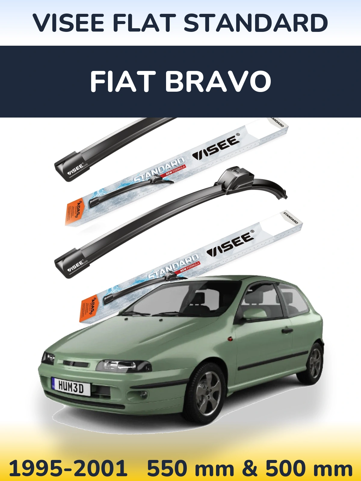 Комплект передніх щіток VISEE FLAT STANDARD 550 & 500 мм для Fiat Bravo 1995-2001