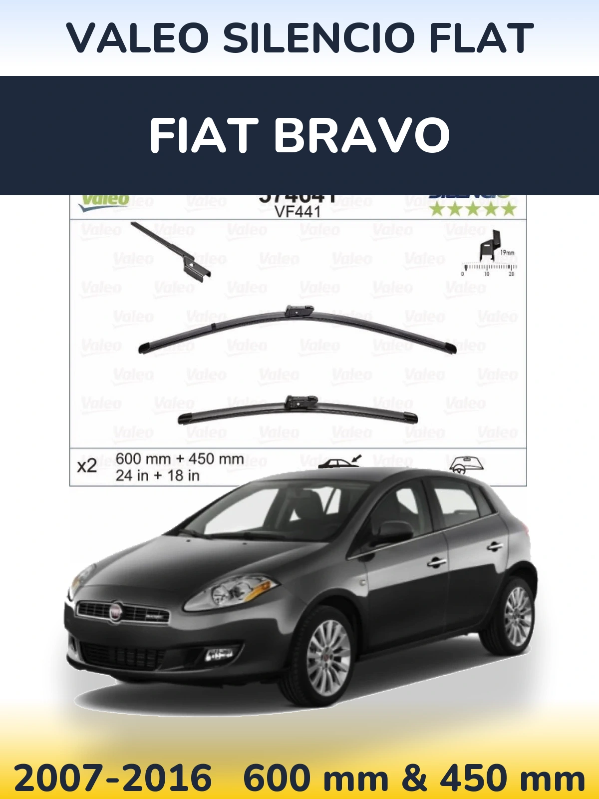 Torkarblad Valeo Silencio Flat för Fiat Bravo
