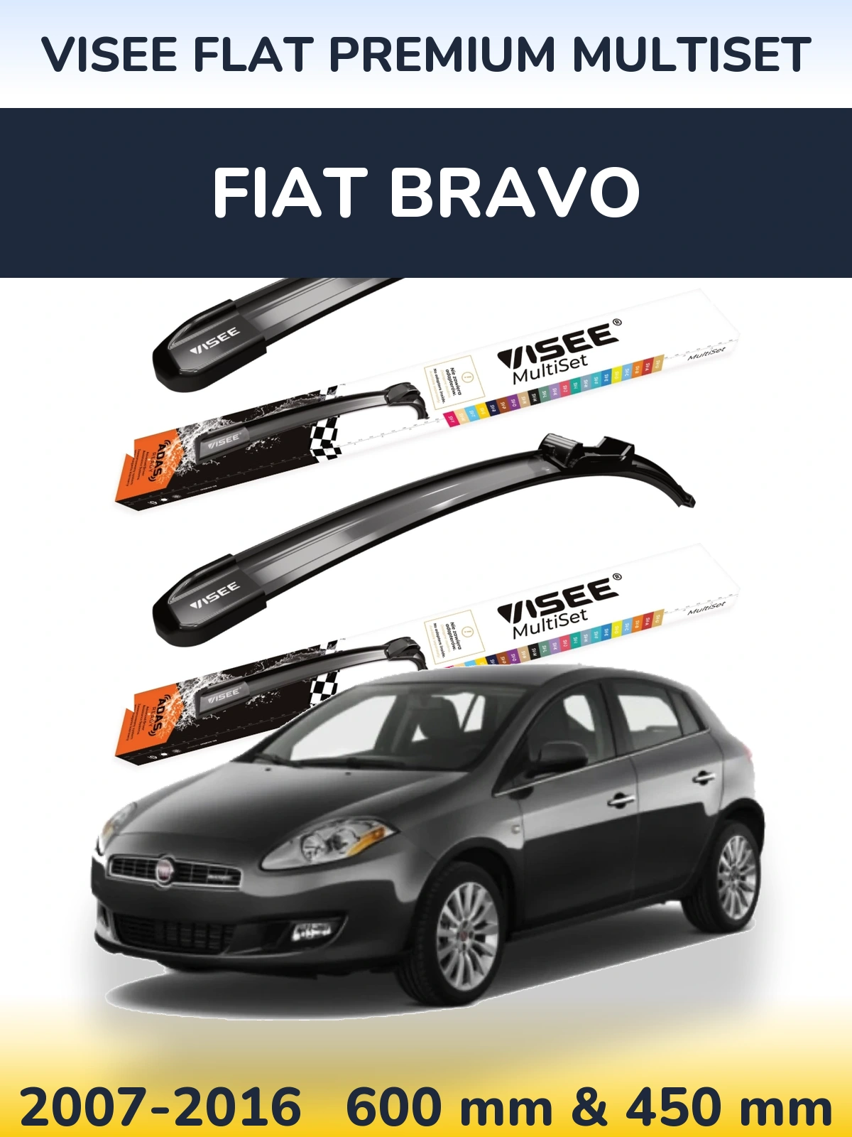 Torkarblad VISEE FLAT PREMIUM MultiSet för Fiat Bravo