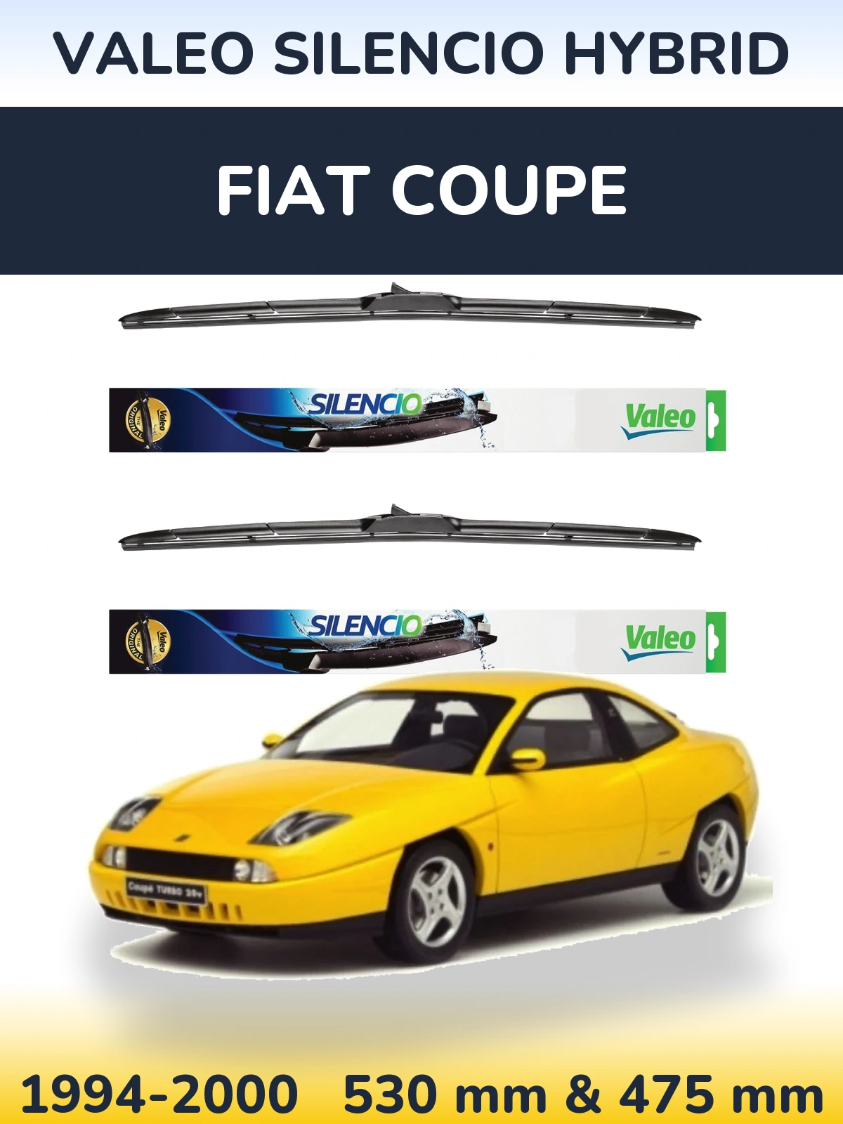 Комплект передних дворников Valeo Silencio Hybrid 530 & 475 мм для Fiat Coupe 1994-2000