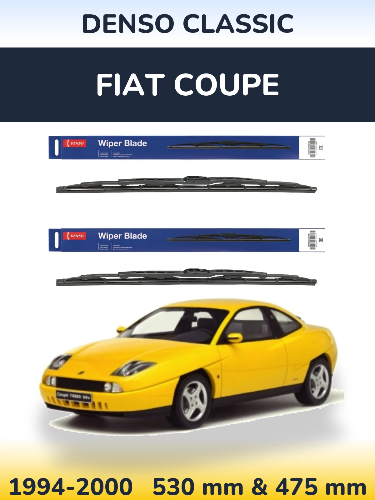 Комплект передніх щіток Denso Classic 530 & 475 мм для Fiat Coupe 1994-2000