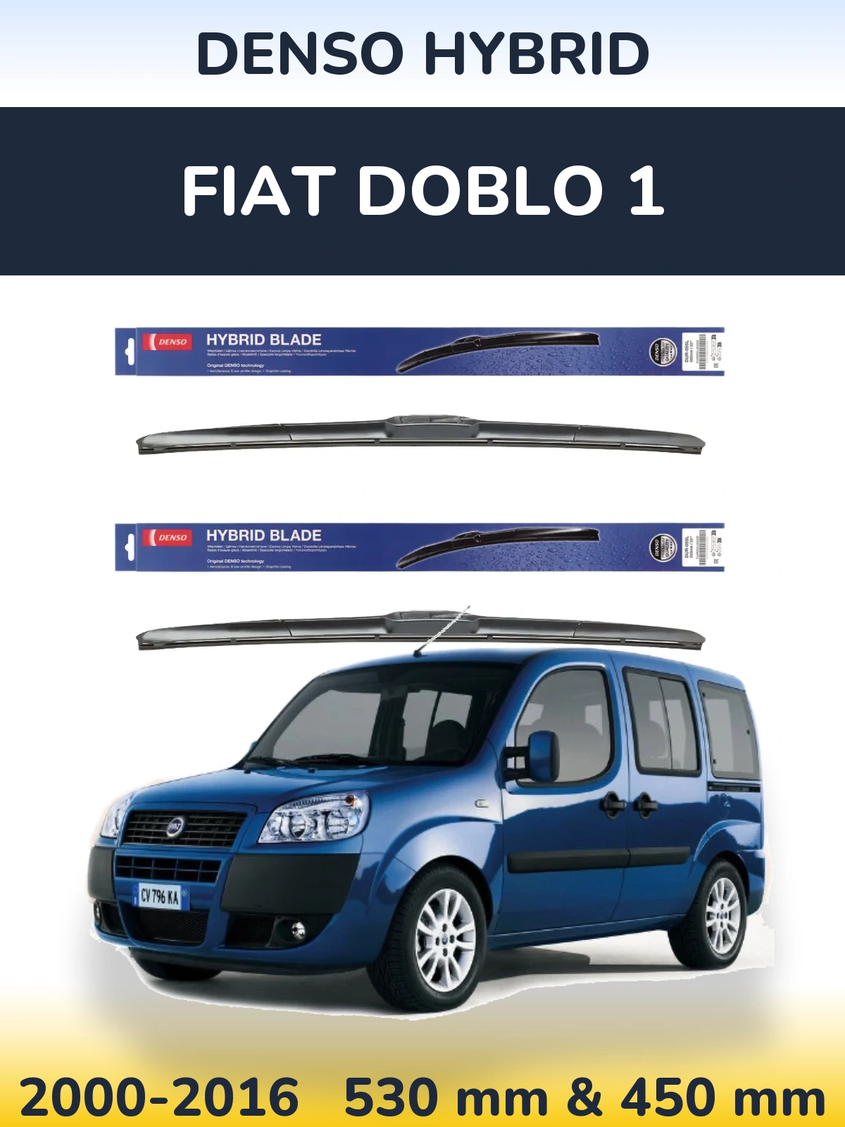 Torkarblad Denso Hybrid för Fiat Doblo 1