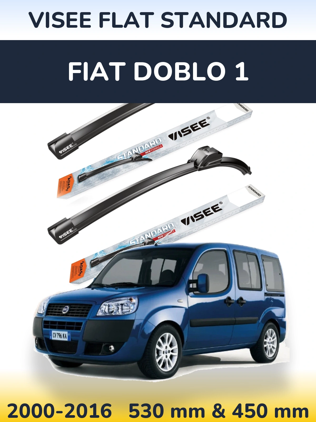 Torkarblad VISEE FLAT STANDARD för Fiat Doblo 1