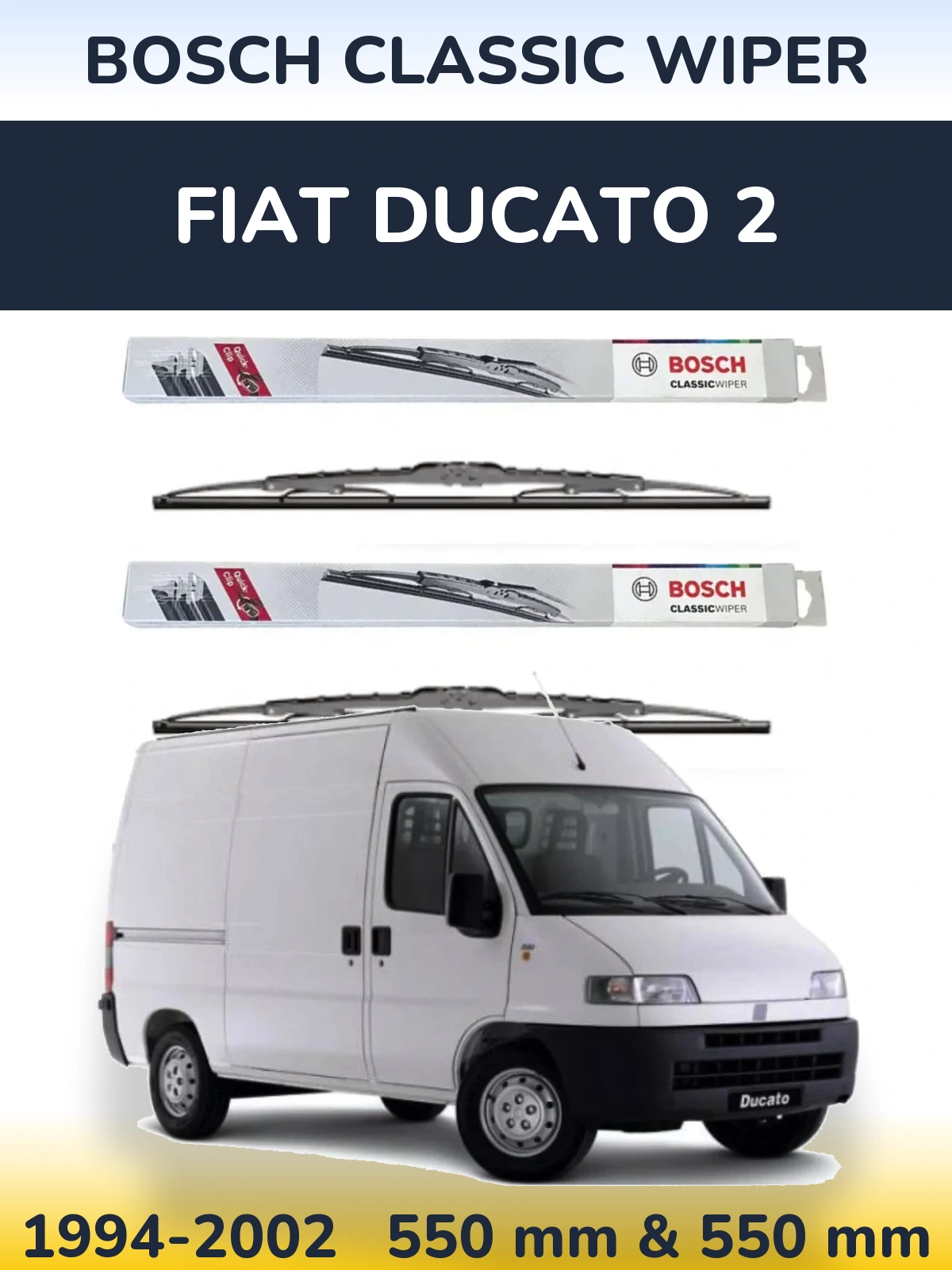 Комплект передних дворников BOSCH Classic Wiper 550 & 550 мм для Fiat Ducato 2 1994-2002