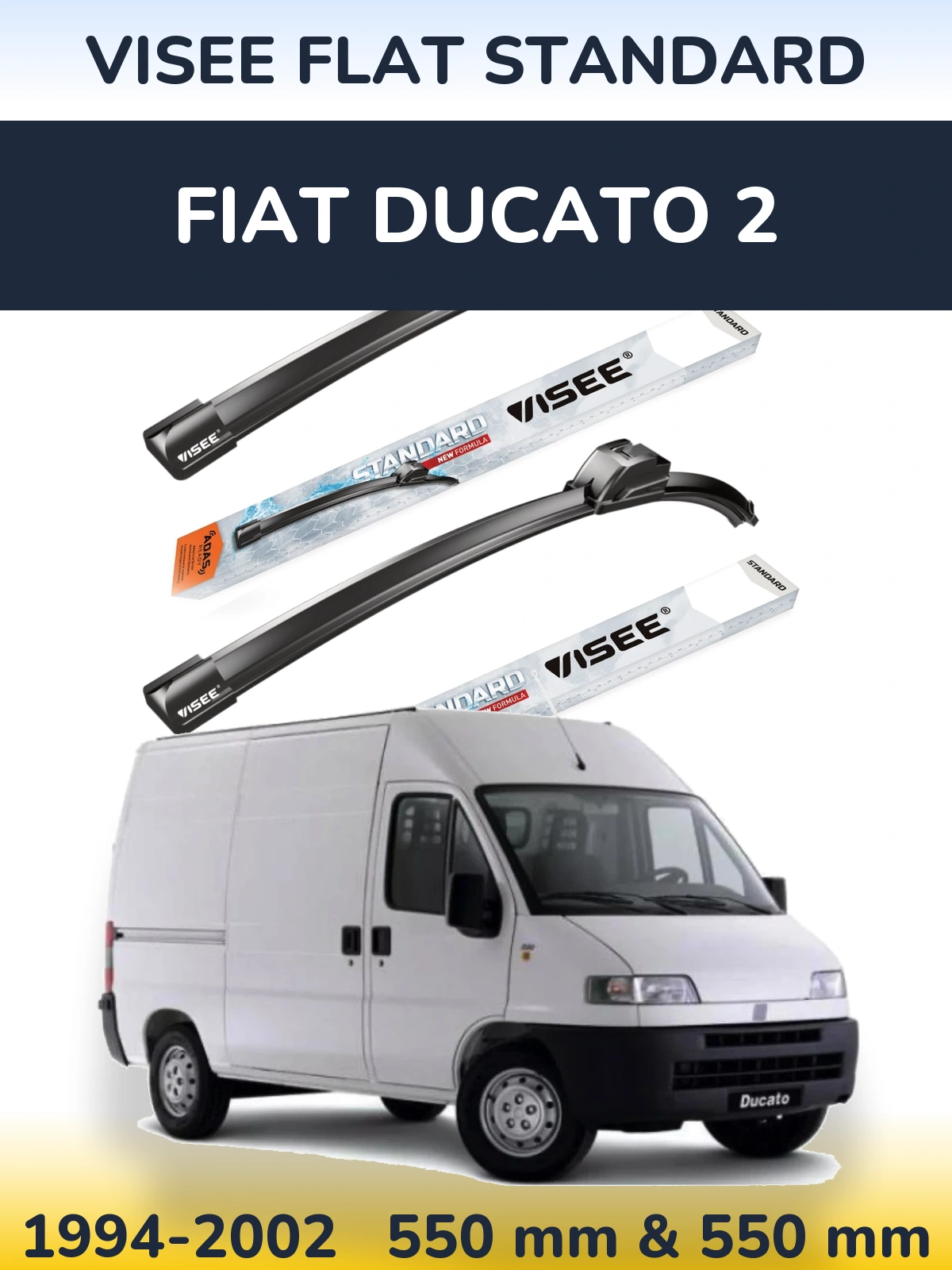 Комплект передніх щіток VISEE FLAT STANDARD 550 & 550 мм для Fiat Ducato 2 1994-2002