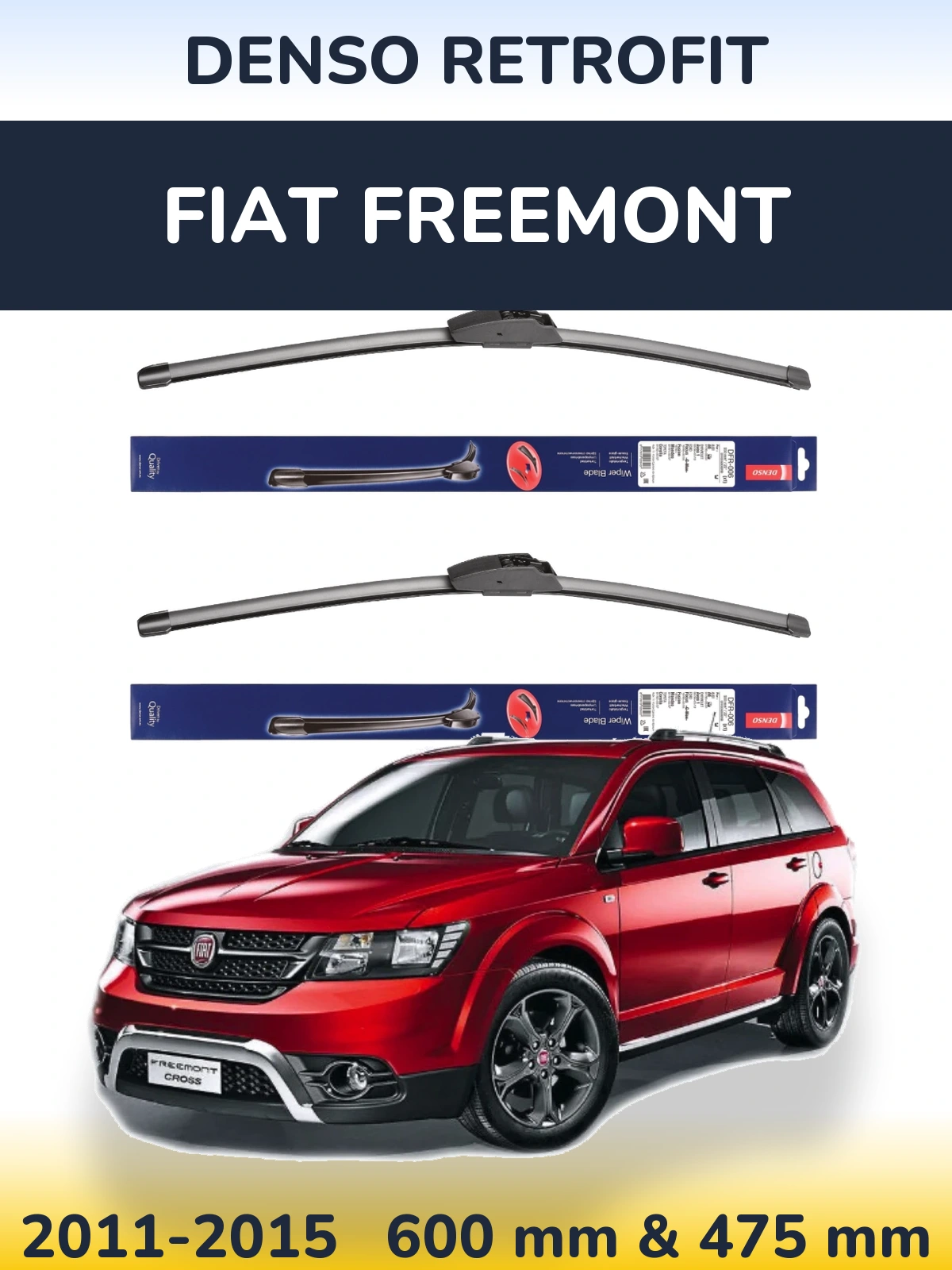 Комплект передніх щіток Denso Retrofit 600 & 475 мм для Fiat Freemont 2011-2015