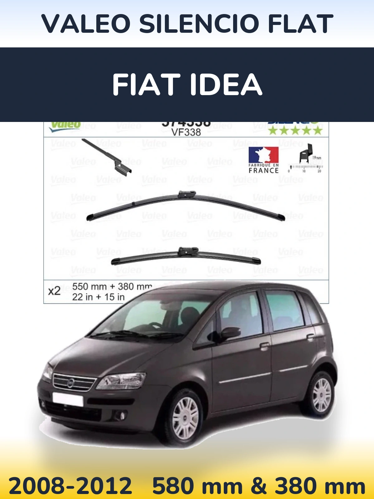 Torkarblad Valeo Silencio Flat för Fiat Idea