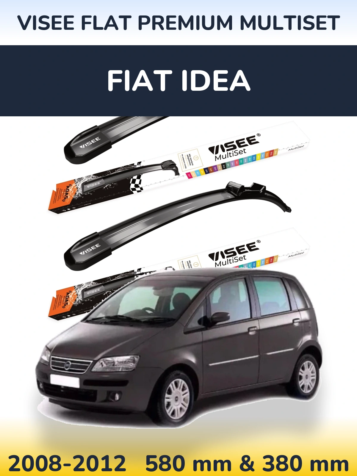 Torkarblad VISEE FLAT PREMIUM MultiSet för Fiat Idea