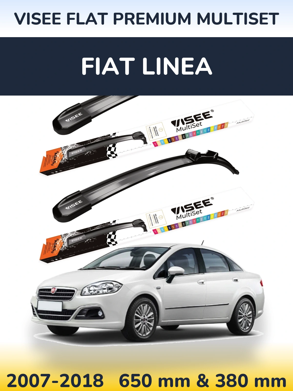 Torkarblad VISEE FLAT PREMIUM MultiSet för Fiat Linea