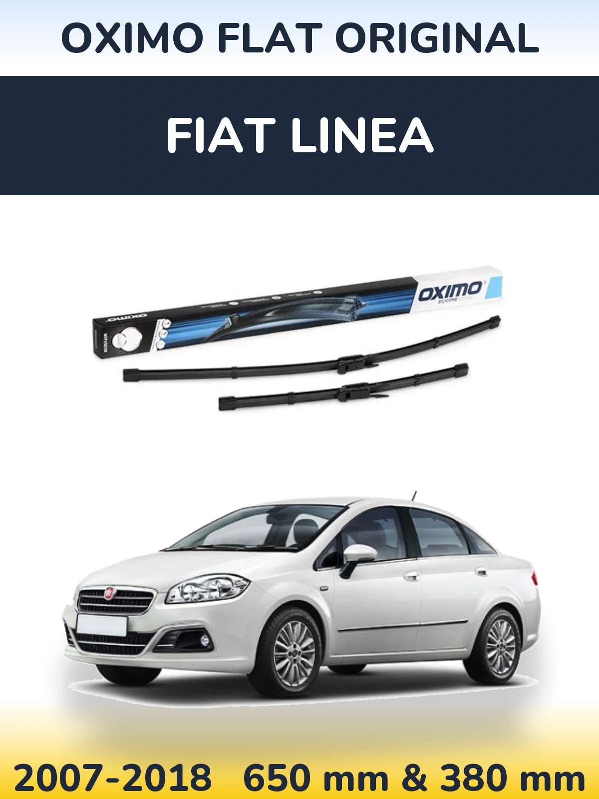 Комплект передних дворников Oximo Flat Original 650 & 380 мм для Fiat Linea 2007-2018