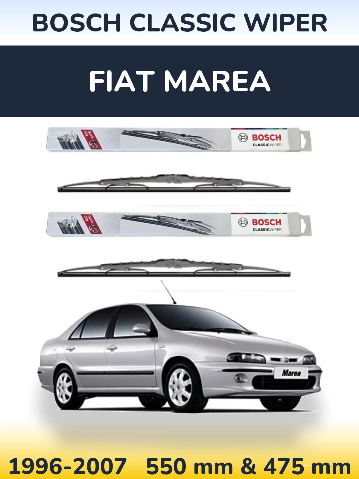 Комплект передніх щіток BOSCH Classic Wiper 550 & 475 мм для Fiat Marea 1996-2007