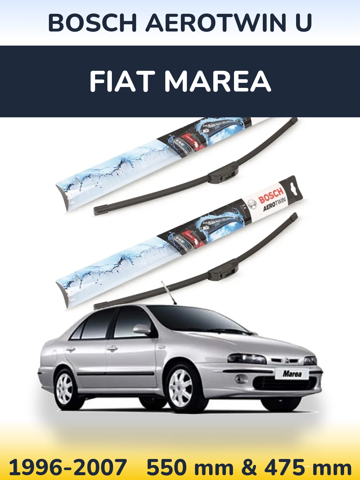 Комплект передніх щіток BOSCH AeroTwin U 550 & 475 мм для Fiat Marea 1996-2007