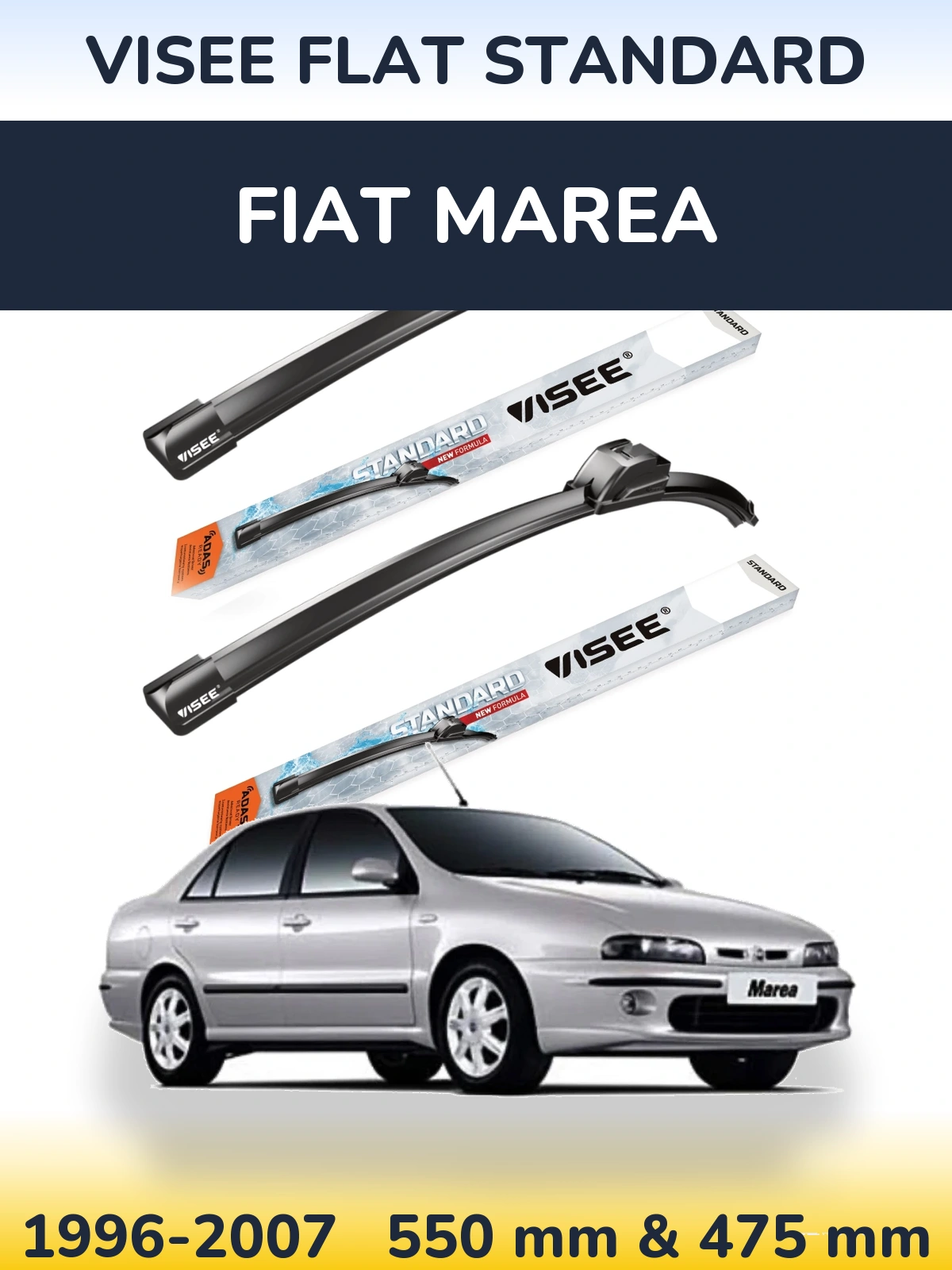 Комплект передніх щіток VISEE FLAT STANDARD 550 & 475 мм для Fiat Marea 1996-2007