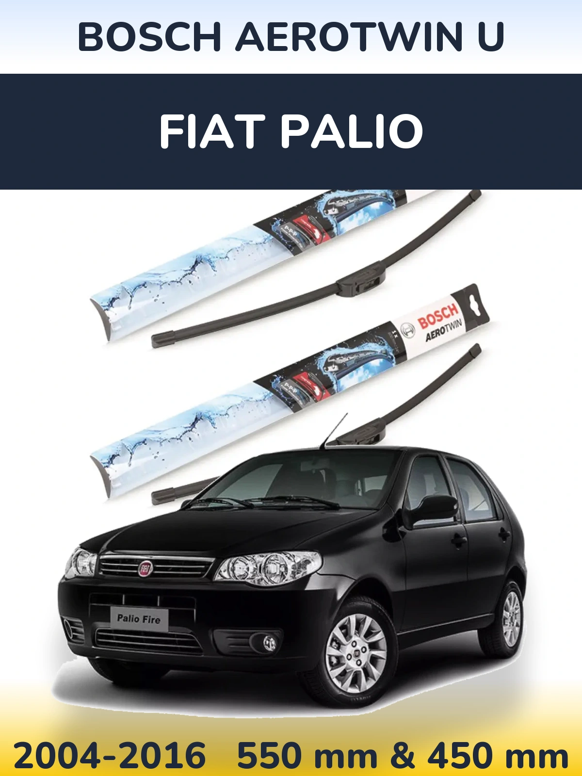 Комплект передніх щіток BOSCH AeroTwin U 550 & 450 мм для Fiat Palio 2004-2016