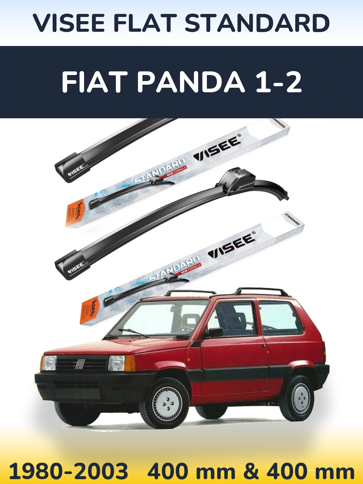 Комплект передніх щіток VISEE FLAT STANDARD 400 & 400 мм для Fiat Panda 1-2 1980-2003