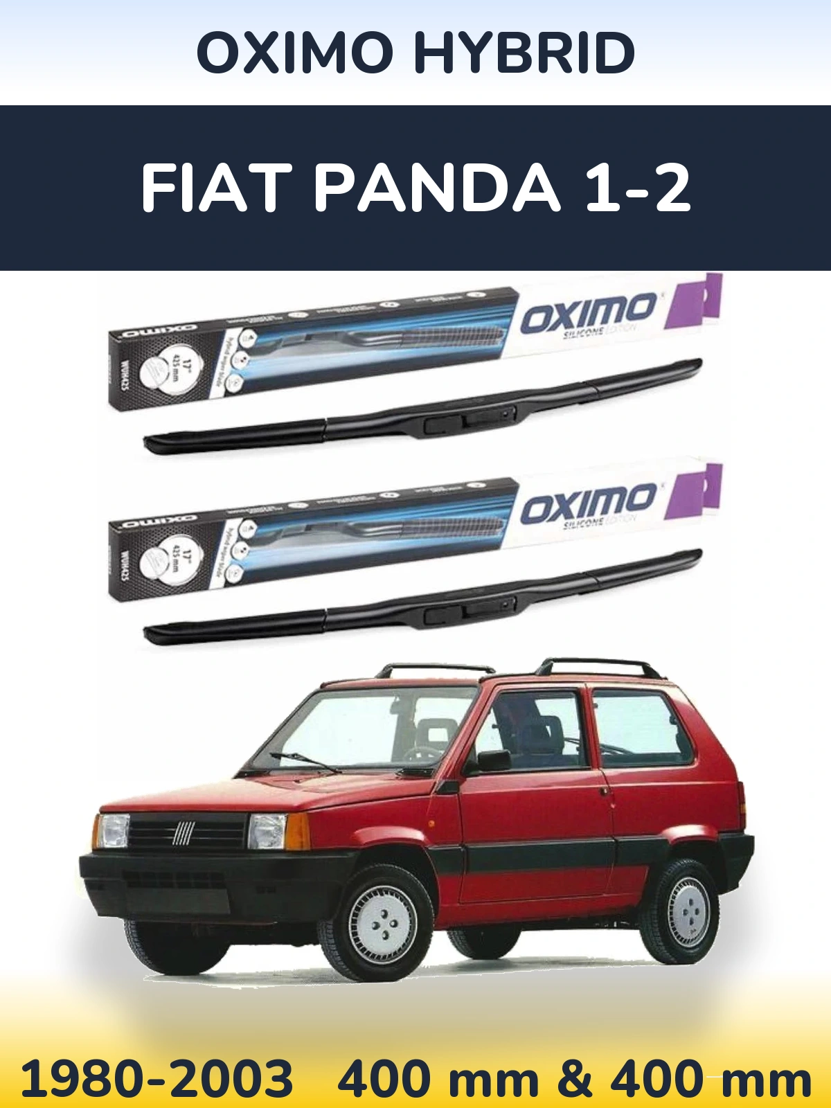 Front wiper blade set Oximo Hybrid 400 & 400 mm for Fiat Panda 1-2 1980-2003
