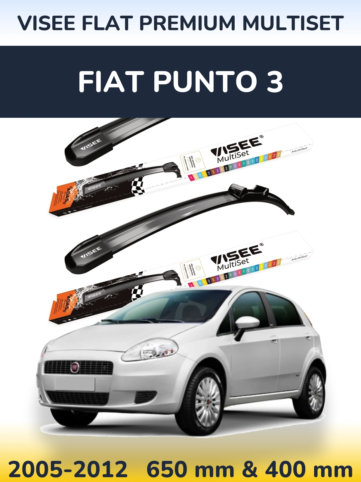 Torkarblad VISEE FLAT PREMIUM MultiSet för Fiat Punto 3