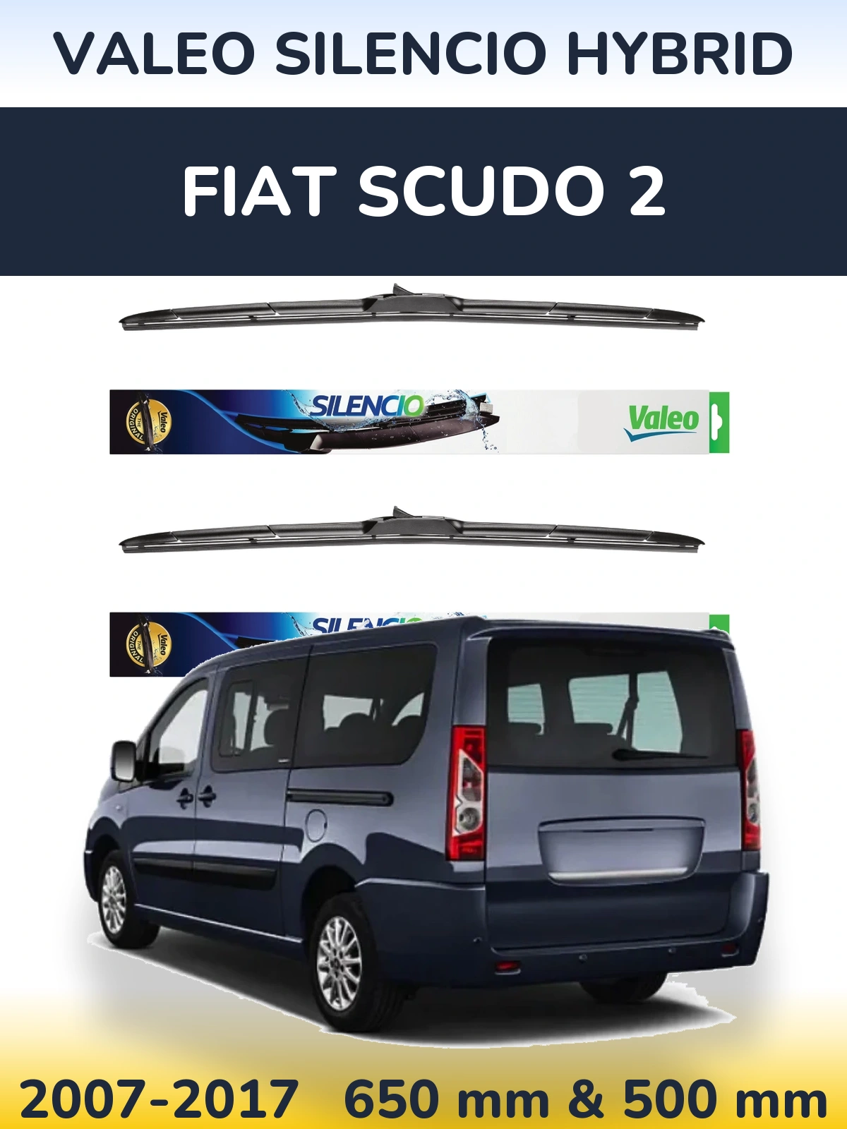 Torkarblad Valeo Silencio Hybrid för Fiat Scudo 2