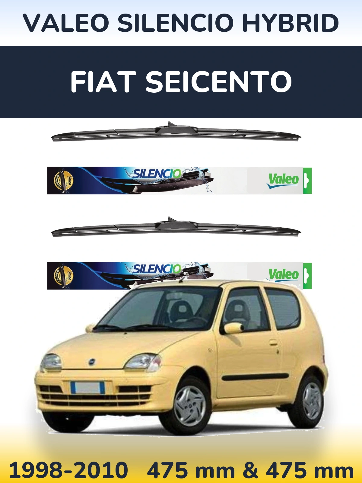 Torkarblad Valeo Silencio Hybrid för Fiat Seicento
